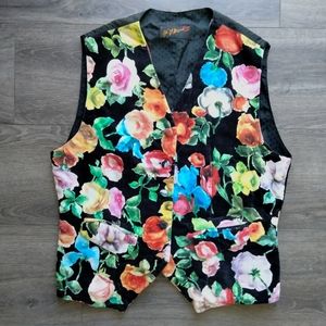 Made in Italy Vintage Oui D'accord Floral Velvet Colorful Vest Size M/L